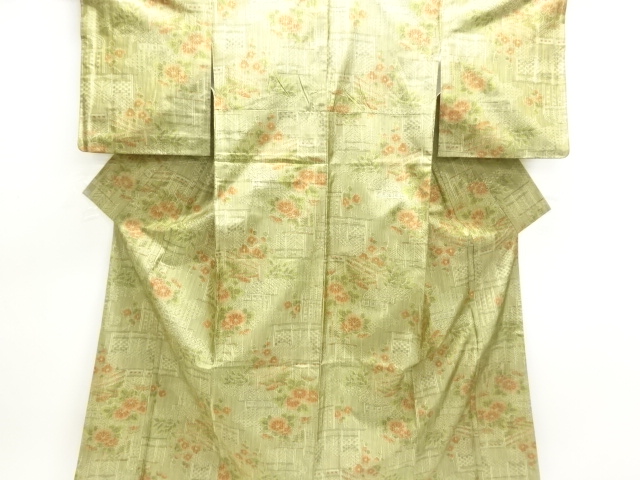 JAPANESE KIMONO / TSUMUGI / WOVEN FLORAL PLANTS